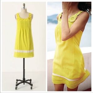 Anthropologie Ipanema Sun Dress by Edme & Esyllte Chartreuse Embroidered Cotton